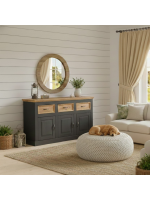 Balcão 3 portas e 3 gavetas no acabamento cinza grafite e cera| Coleção England